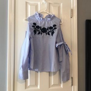 cold shoulder high neck shirt